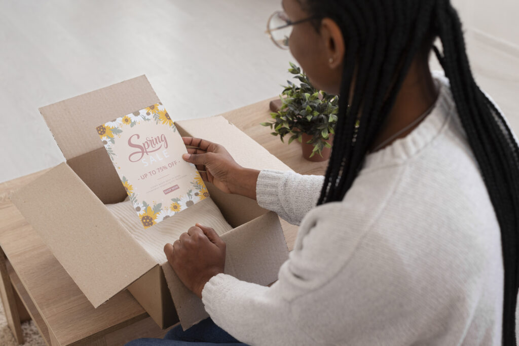 A girl happily opening her custom subscription box